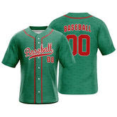 Custom Green Red Full Button Mexico Baseball Jersey